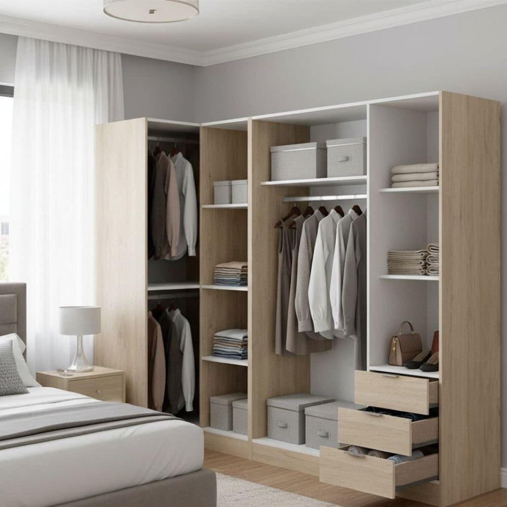 Grande armoire effet bois beige 195x90h184 cm - Maisons du Monde