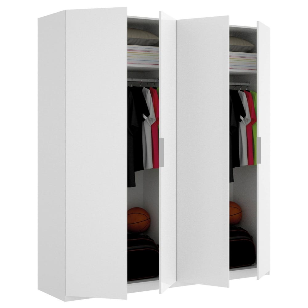 Dmora Großer Kleiderschrank in weißer Holzoptik, 180 x 52 x 204 cm style modern - Holz