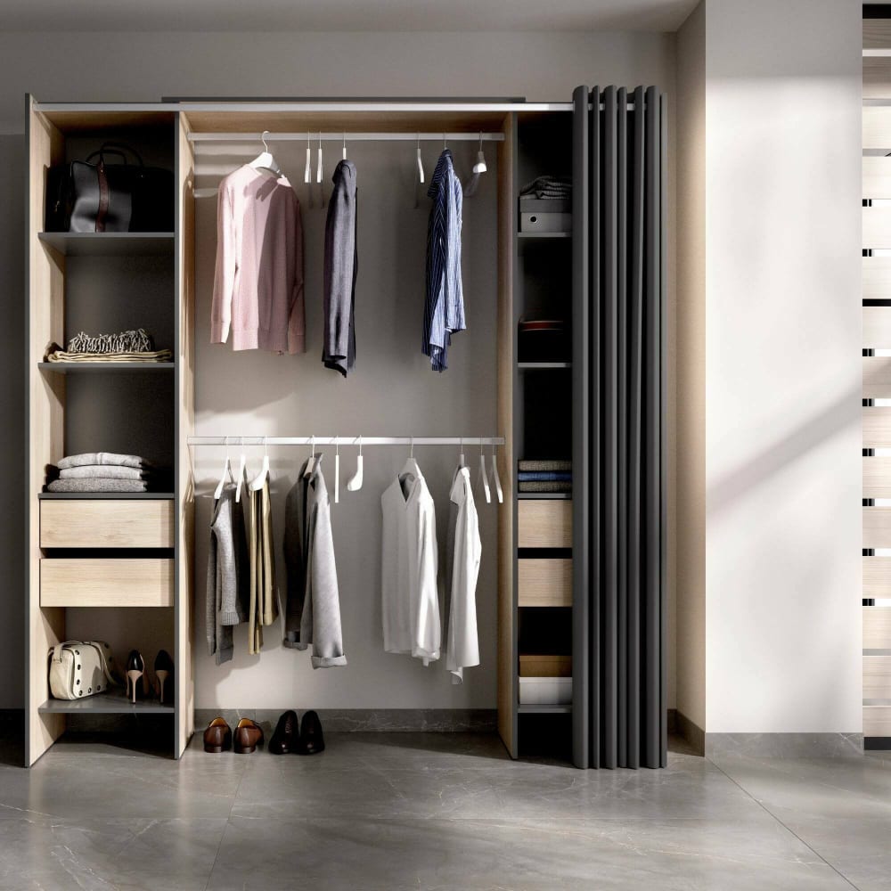 Armoire effet bois beige, anthracite 180x50 cm - Maisons du Monde