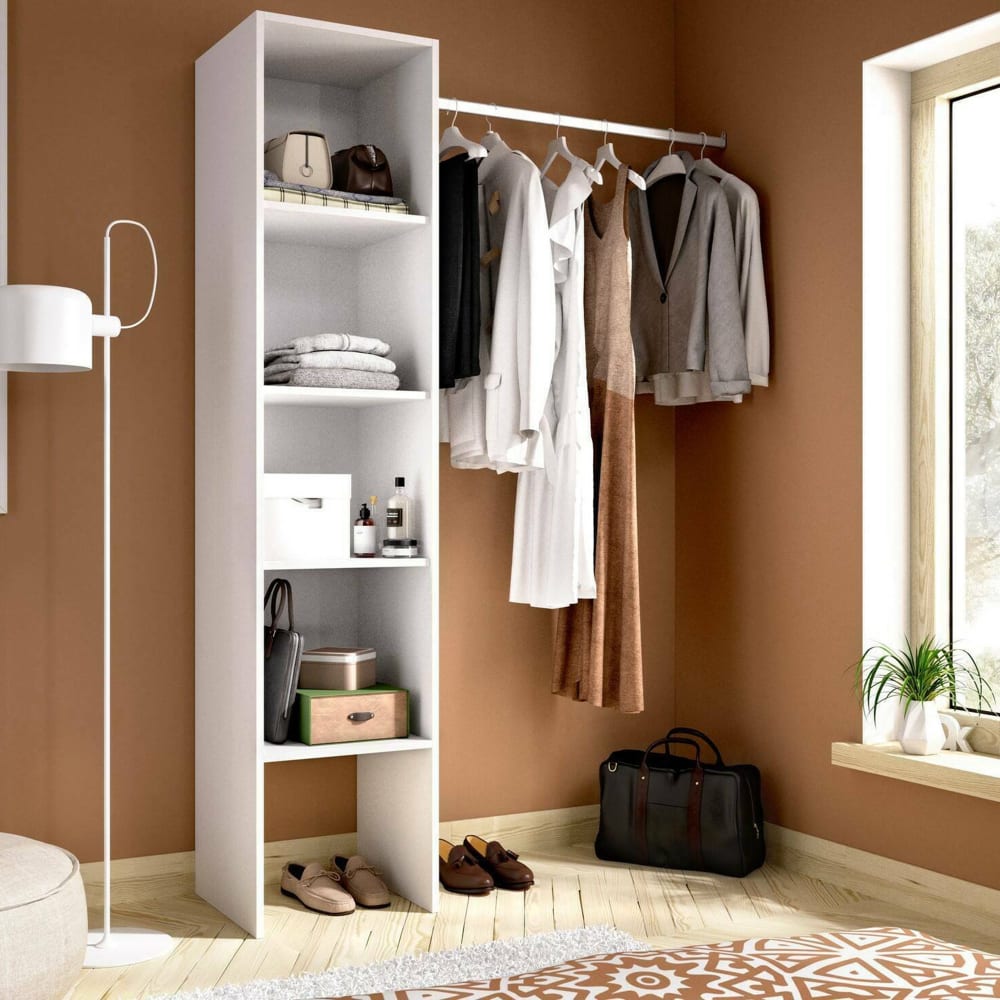 Grande armoire effet bois blanc 196x40h186 cm - Maisons du Monde