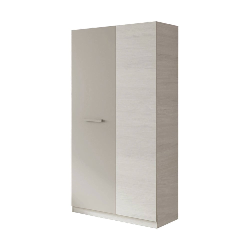 Armoire 2 portes effet bois blanc, marron 90x52h200 cm