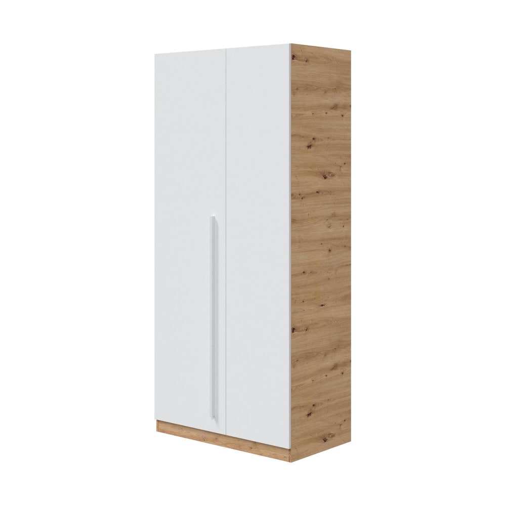 Dmora Armoire 2 portes effet bois beige, blanc 210x52h200 cm style contemporain Marron Bois - 90x200x52cm
