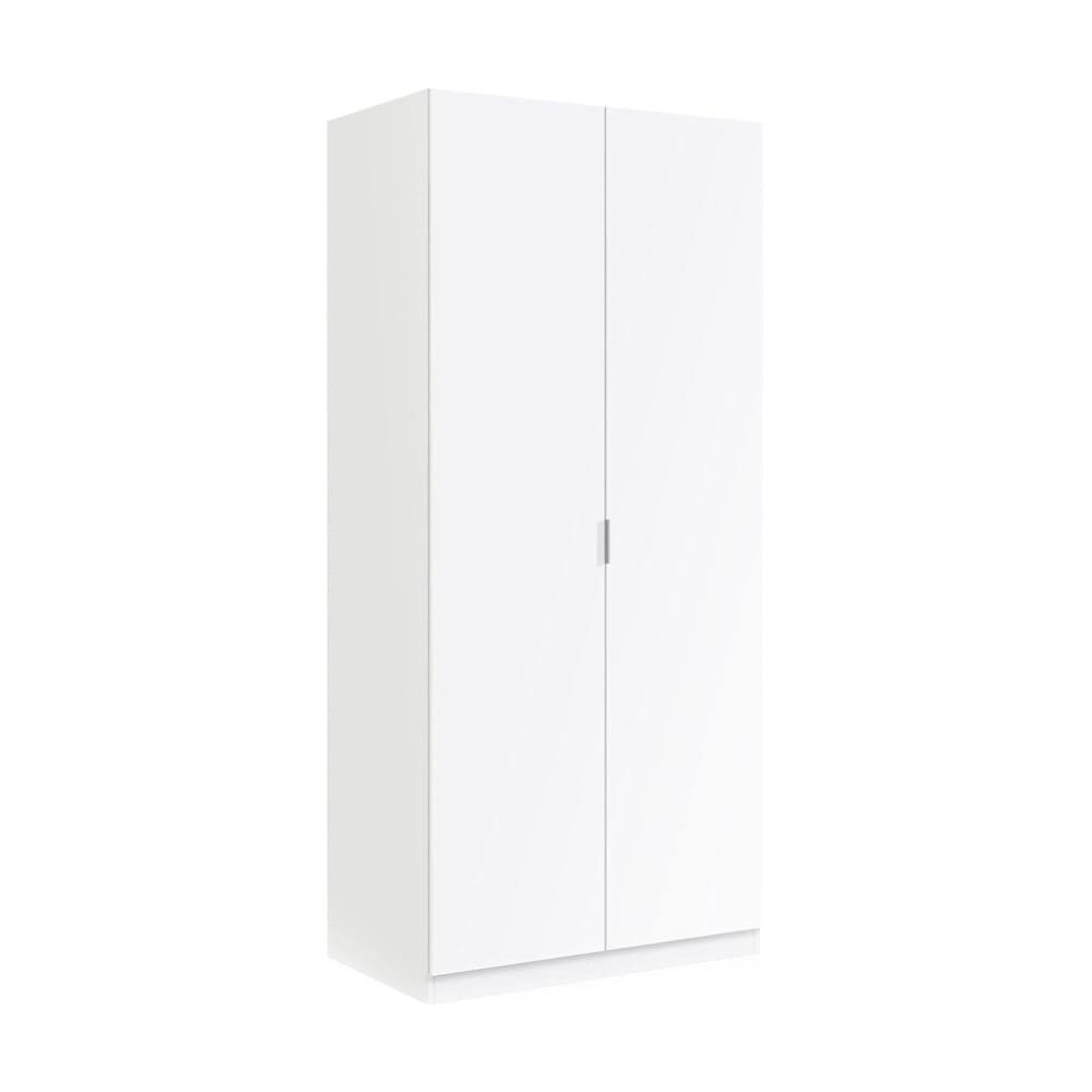 Dmora Zweitüriger Kleiderschrank mit weißem Holzeffekt, 82 x 52 x 180 cm style modern - Holz