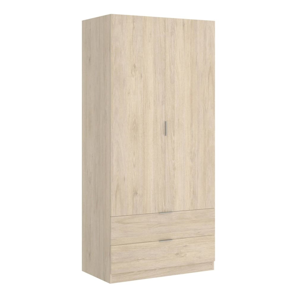 Armoire 2 portes effet bois beige 190x52 cm