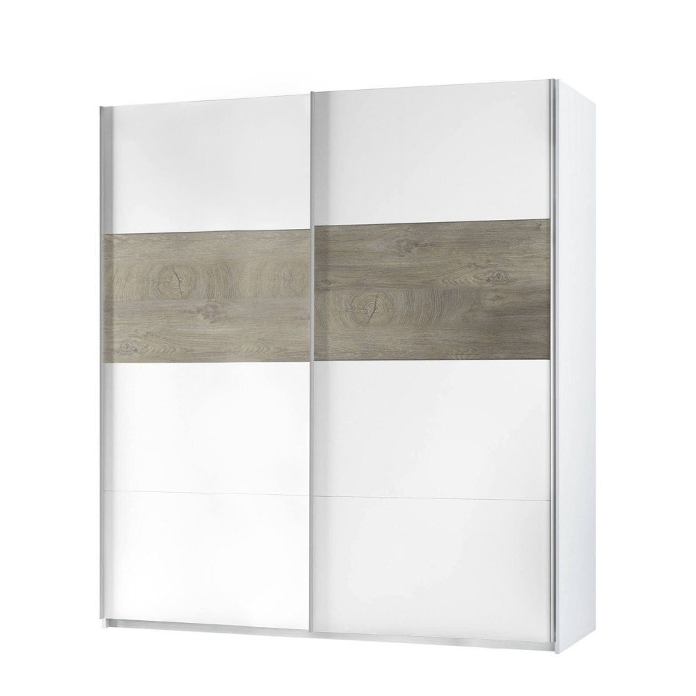 DMORA Kleiderschrank 2 Türen Weiß