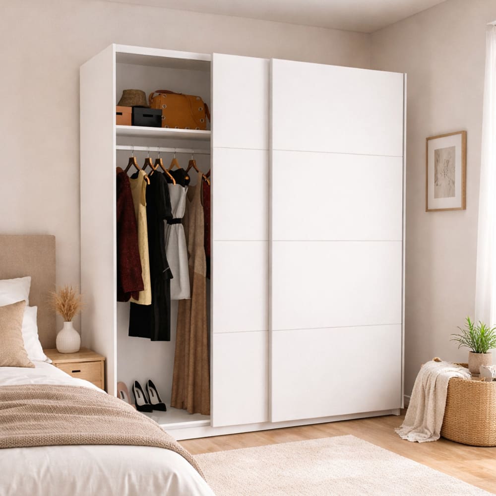 Armoire 2 portes effet bois blanc 210x65h204 cm - Maisons du Monde