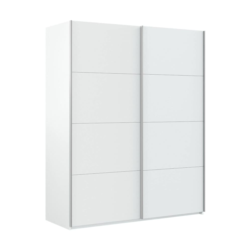 Dmora Zweitüriger Kleiderschrank mit glänzend weißer Holzoptik style modern - Holz