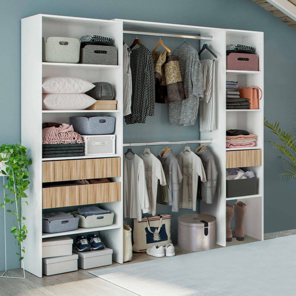 Armoire effet bois blanc, beige 196x40 cm - Maisons du Monde