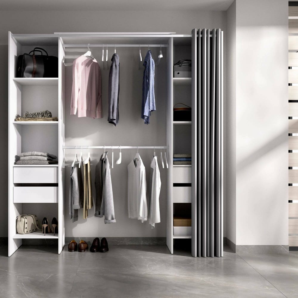 Armoire effet bois blanc, gris 180x50 cm