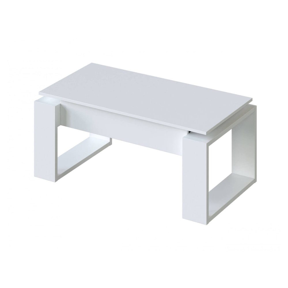 Table basse effet bois blanc 110x45h55 cm