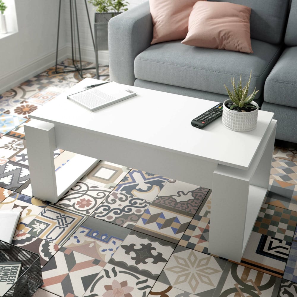 Table basse effet bois blanc 110x45h55 cm - Maisons du Monde