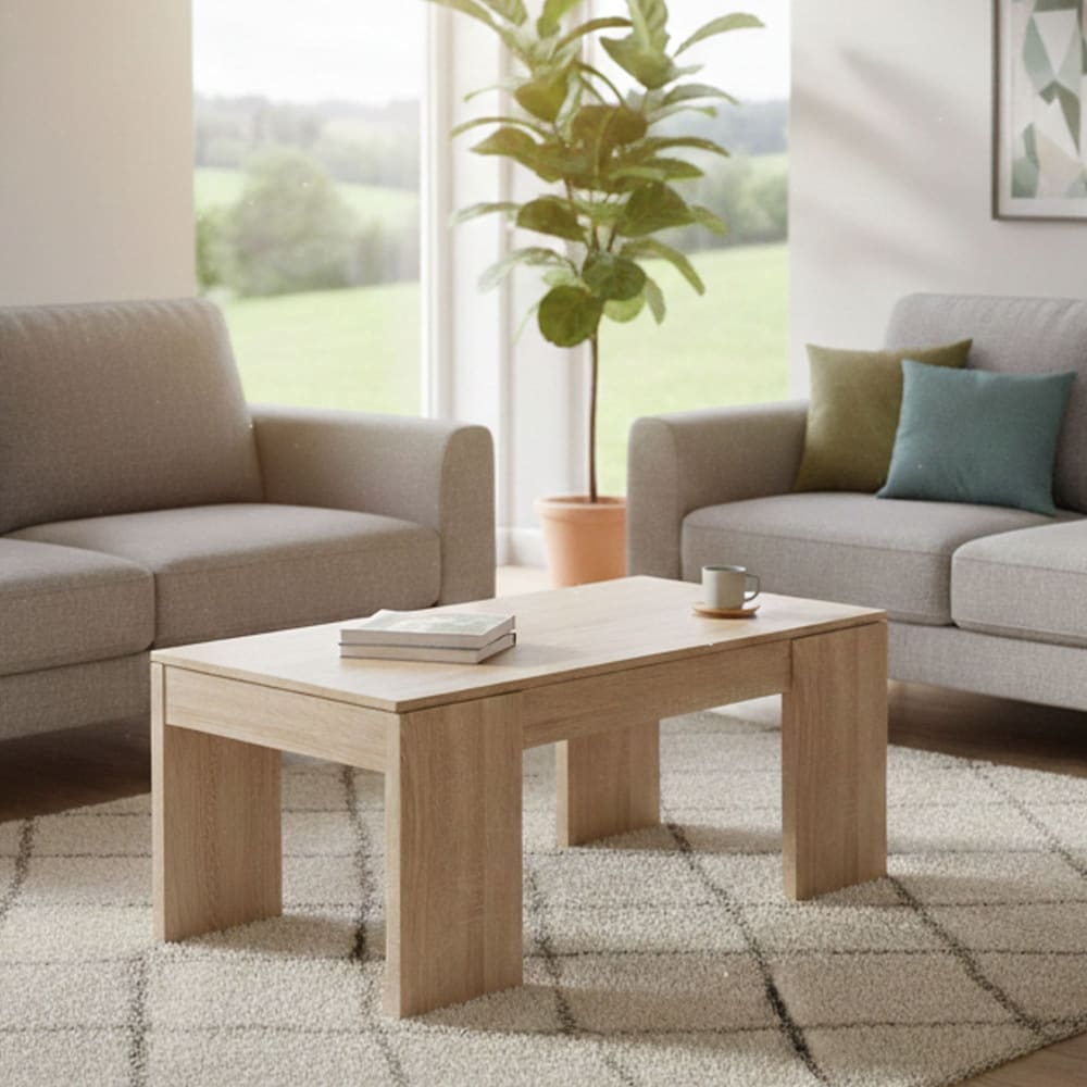 Table basse effet bois beige 108x43h50 cm