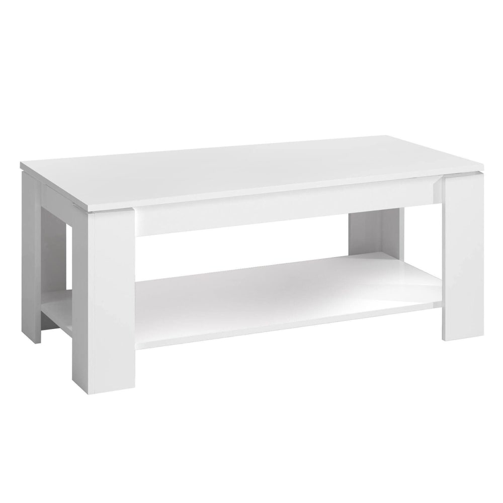 Dmora Couchtisch in Holzoptik, weiß, 55 x 100 x 43 cm style modern - Holz