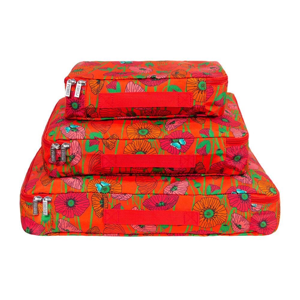 Set de 3 bolsas de viaje  rojo poliéster  0 x 8 x 32 cm