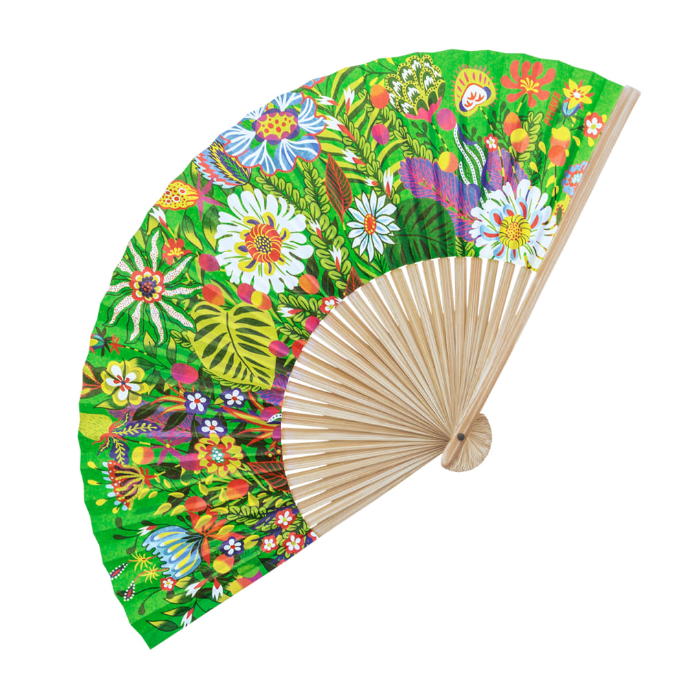 Pylones Eventail en papier et bambou vert bambou 23 x 2,8 x 1,2 cm