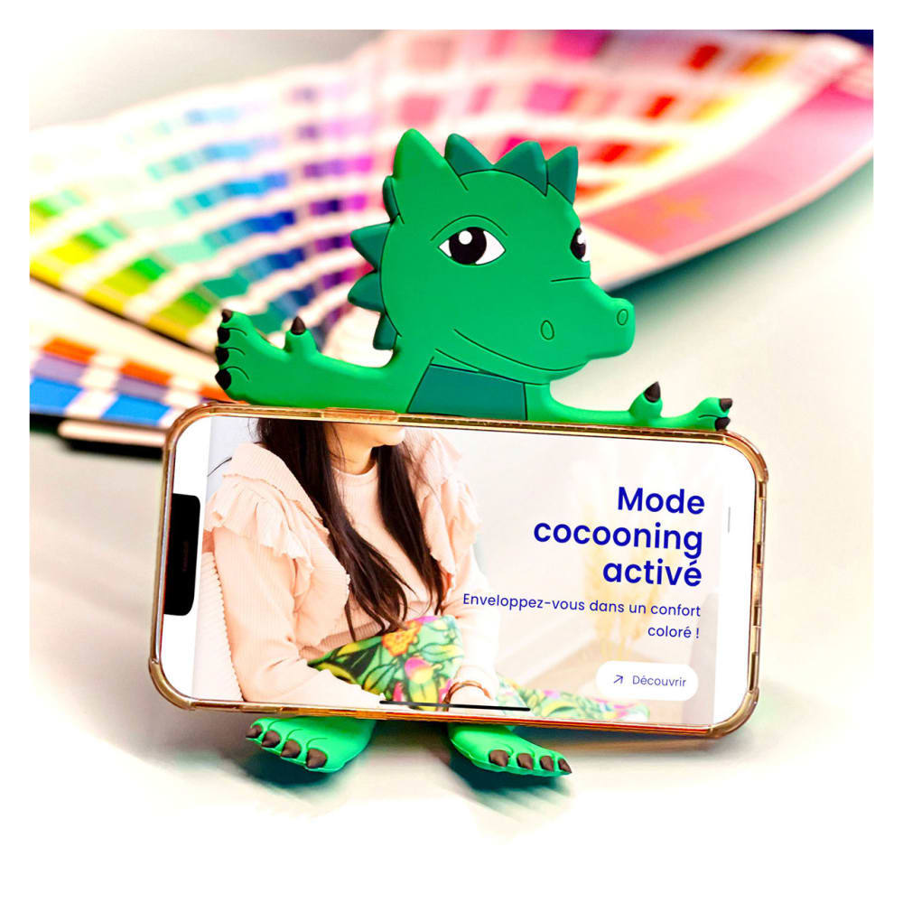 Support téléphone bureau dragon vert métal 18 x 11 cm x 11 cm - Maisons du Monde