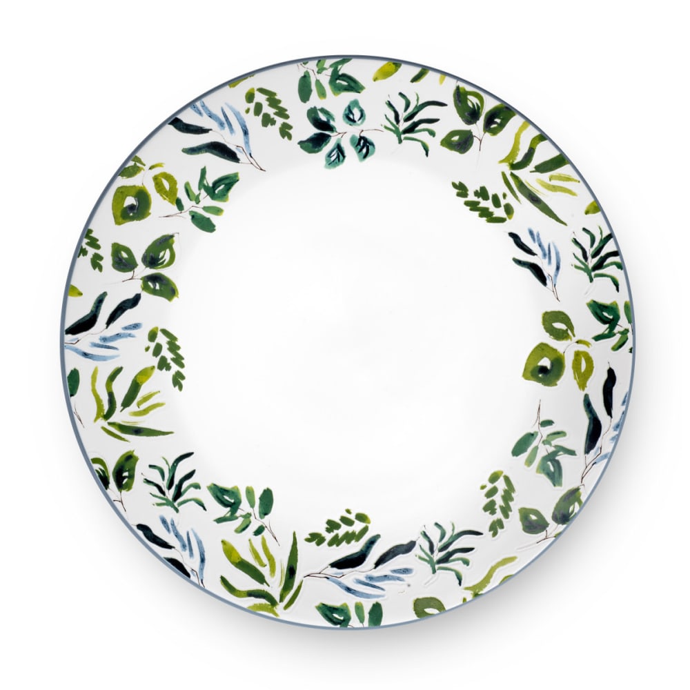 Service de vaisselle 18 pièces en Grès Crème/Vert