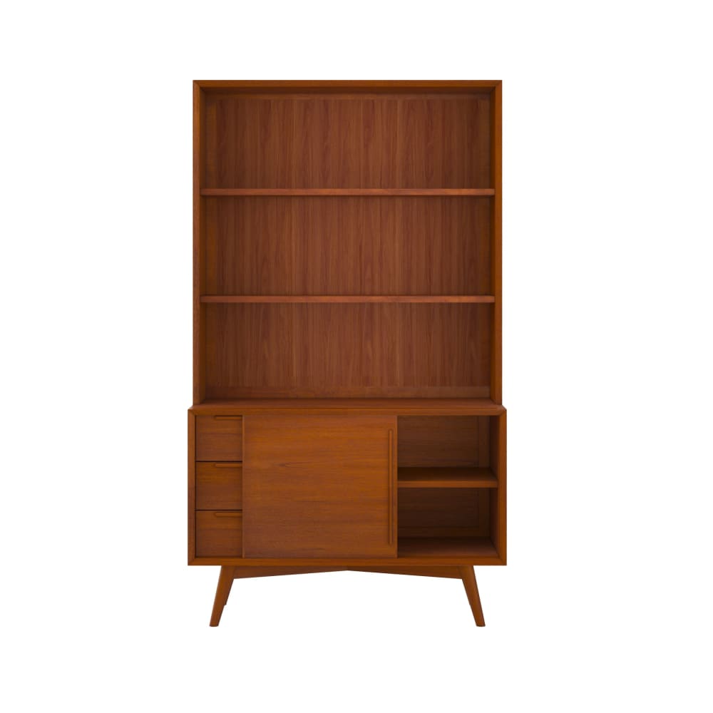 Etagère en bois de teck, 3 niveaux, 3 tiroirs et 1 porte