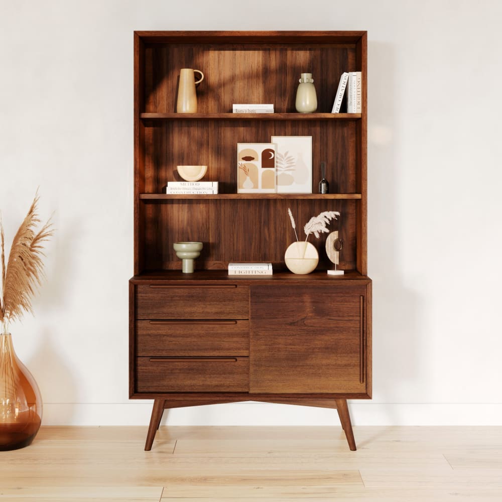 Etagère en bois de teck, 3 niveaux, 3 tiroirs et 1 porte - Maisons du Monde