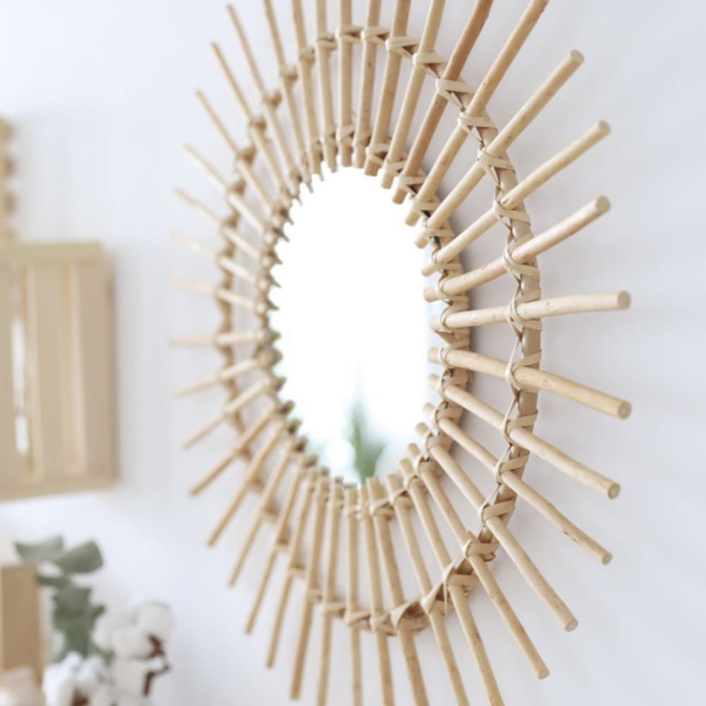 Petit miroir en rotin marron 30x11cm (MueMue) - Image 2