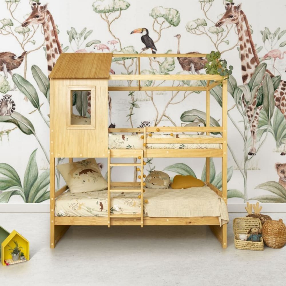 MueMue Etagenbett Holz Kieferfarbe 90x190/90x190cm BEIGE HOLZ Baby