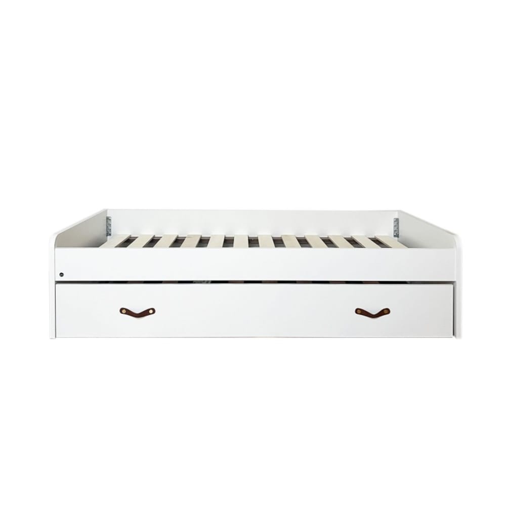 Lit avec pieds pliants blanc avec sommier 50x206x112cm Lit avec pieds pliants blanc avec sommier 50x206x112cm