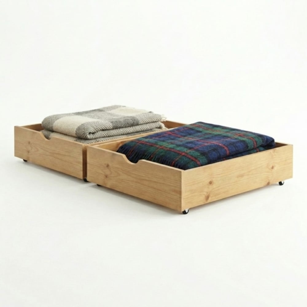 Schubladen 2er Set Bett Kieferfarbe 23x94.5x93 cm - Maisons Du