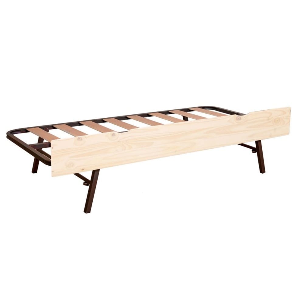 MueMue - Lit avec pieds pliants en bois blanc lavé 24x191x96cm