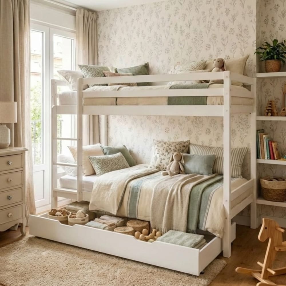 Etagenbett + Schublade Holz weiß 90x190/90x190cm - Maisons Du