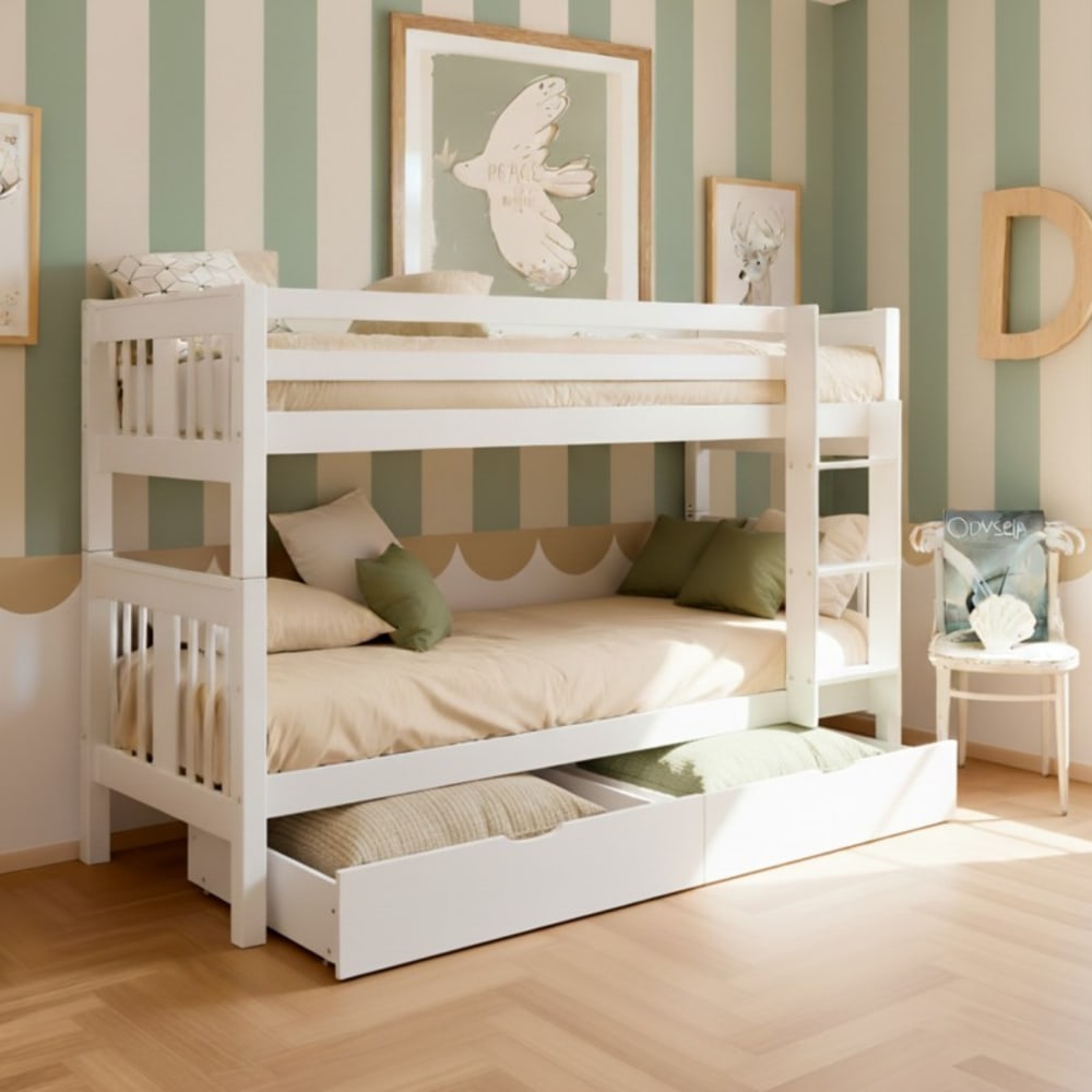 Etagenbett + 2 Schubladen Holz weiß 90x190cm - Maisons Du Monde