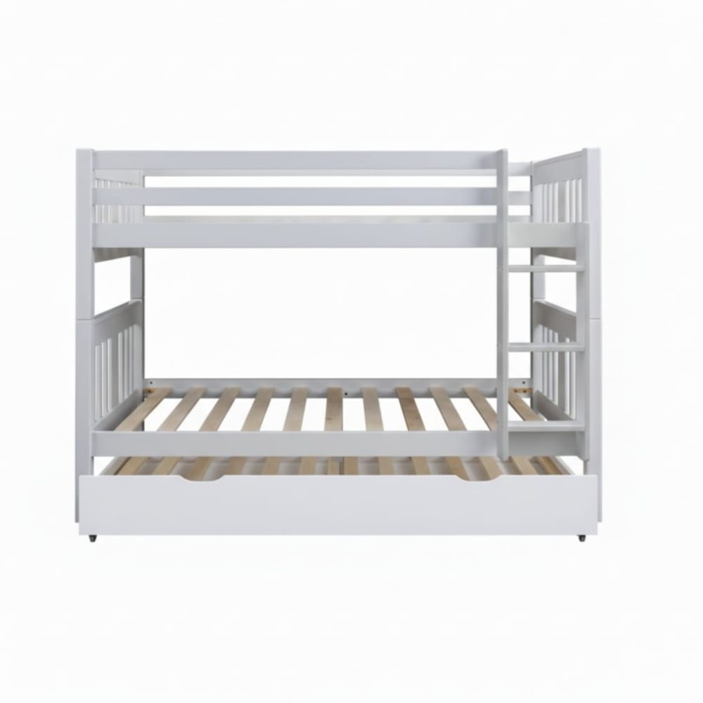 MueMue Etagenbett + Ausziehbett aus Holz weiß 90x190cm Holz Baby