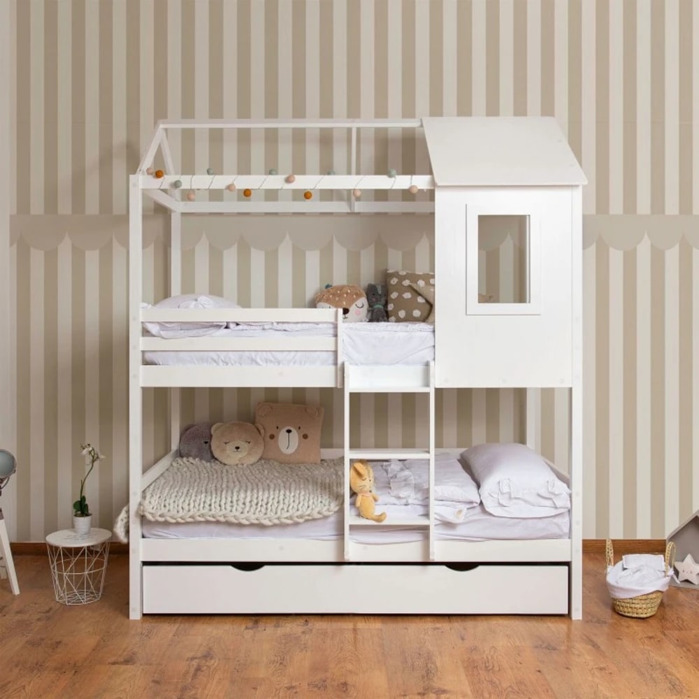 Etagenbett + Stapelbett Holz weiß 90x190/90x190cm - Maisons Du