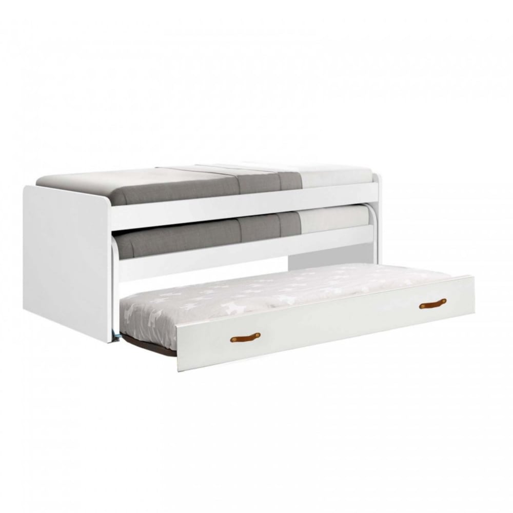 Lit triple  blanc avec sommiers et matelas 75x206x97cm