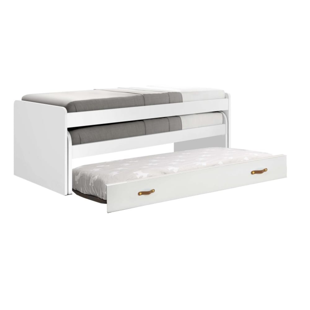 Lit triple en  blanc avec sommiers et matelas 76x206x112cm