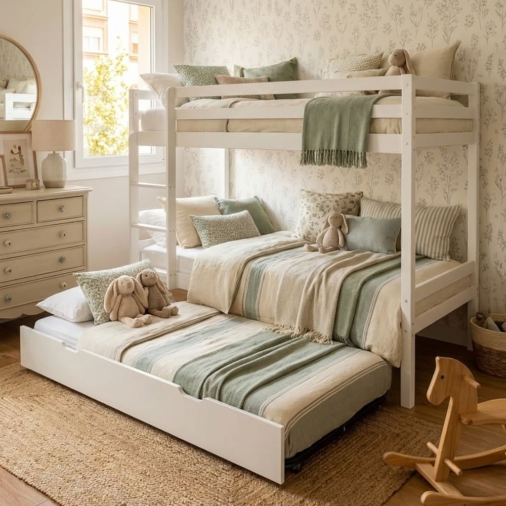 MueMue Etagenbett + Stapelbett Holz weiß 90x190/90x190cm Holz Baby