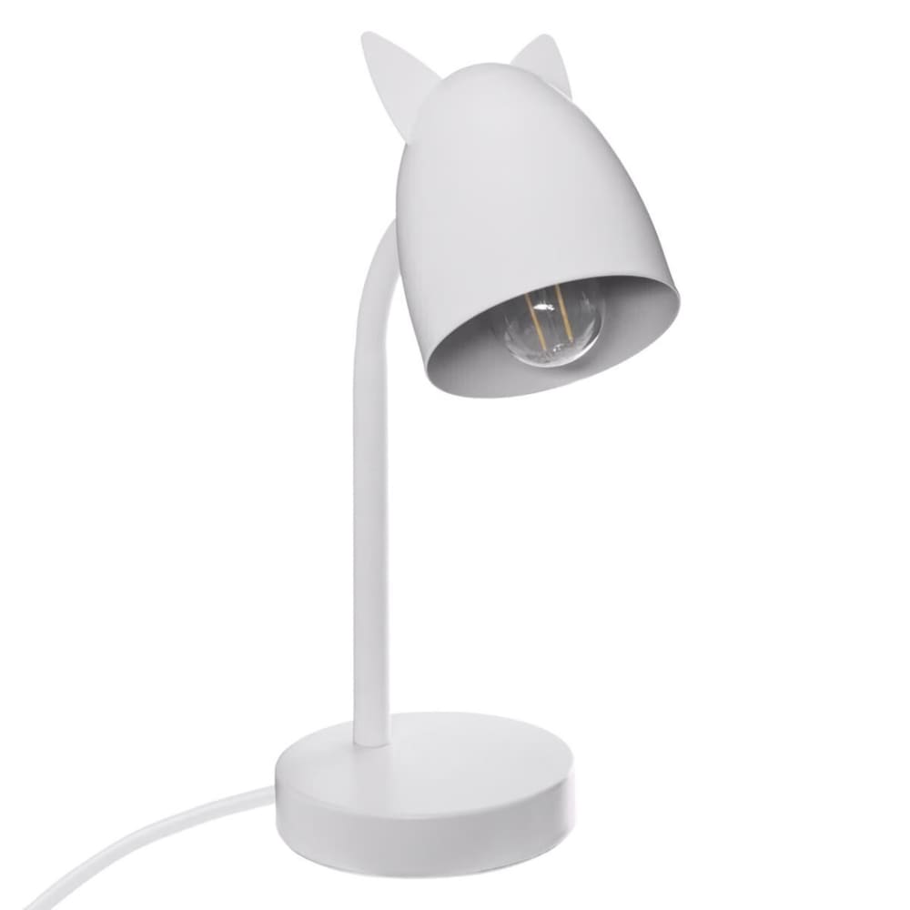 Lampe enfant oreilles de chat métal blanc 18x30 cm