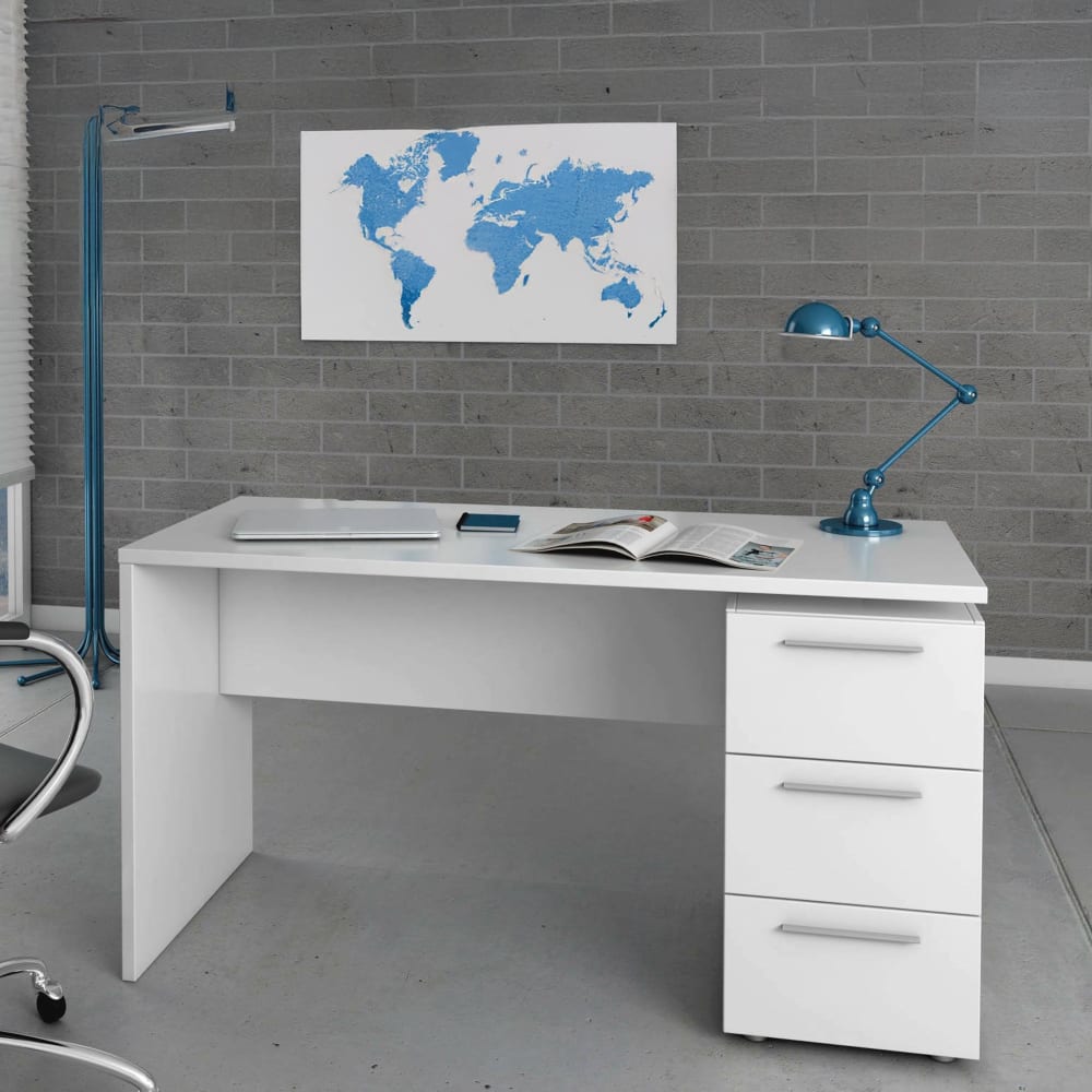 Bureau effet bois blanc 146x60 cm