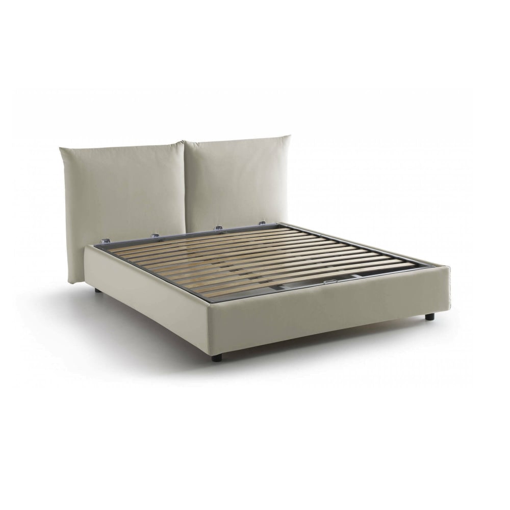 Lit double en tissu beige 215x190h100 cm