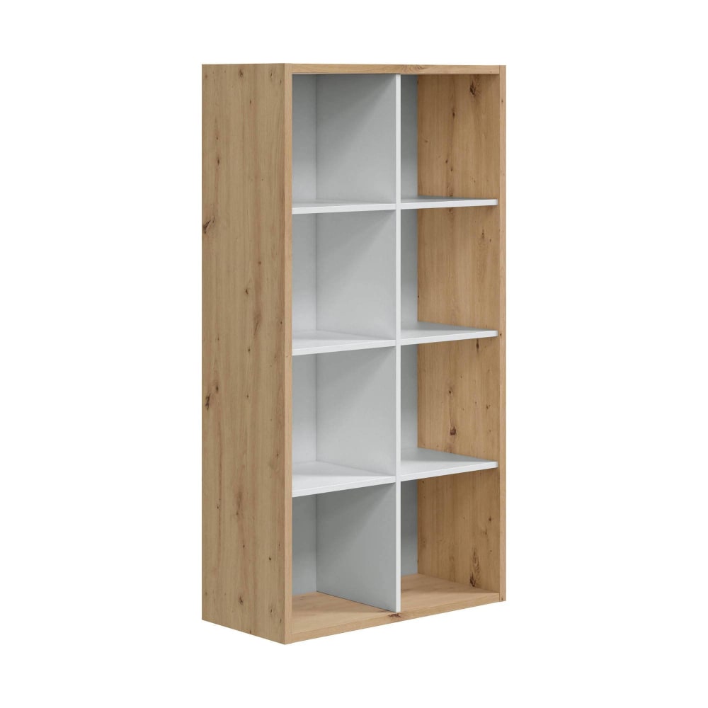 Bibliothèque effet bois beige, blanc 71x33 cm