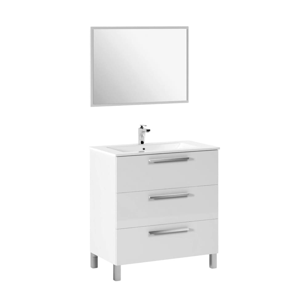 Meuble sous lavabo effet bois blanc brillant 105x86h45 cm
