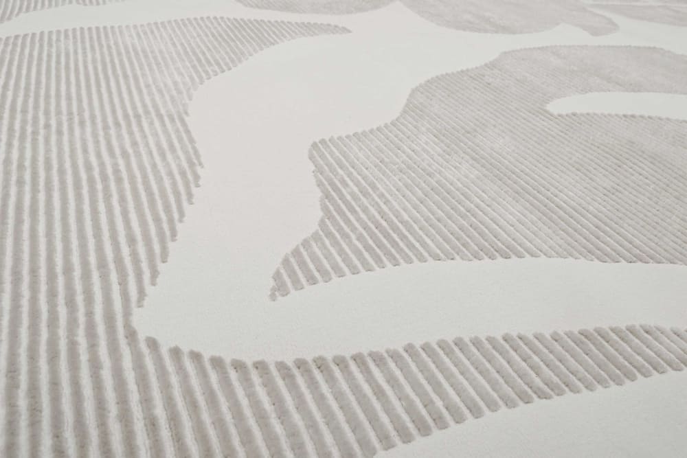 Tapis ras motif floral avec relief beige taupe 120x170 — vue 4