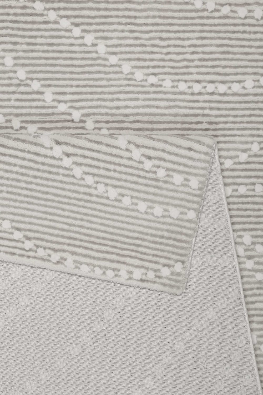 Tapis plat velours ras à relief motif beige et gris 200x200 — vue 4