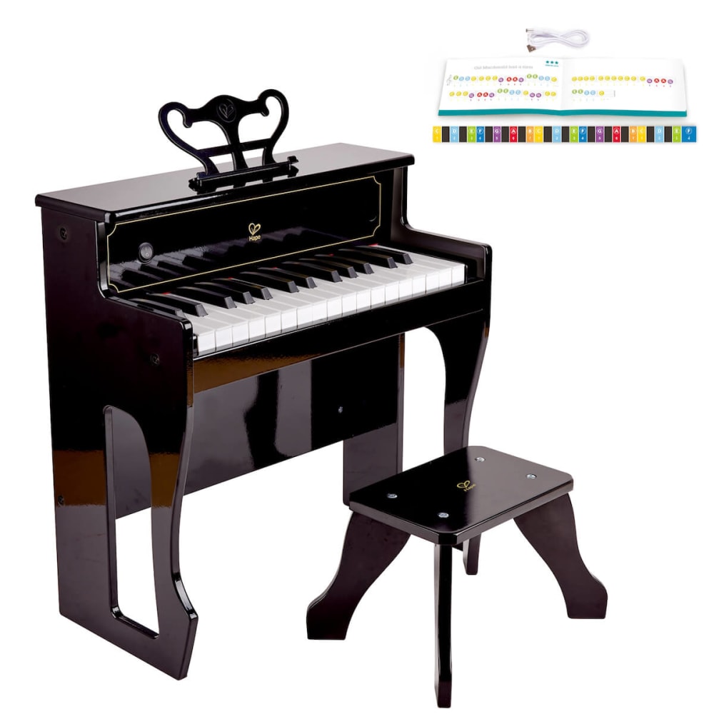 Hape Piano droit sur pieds électronique noir Noir Bois - 48x49x24cm