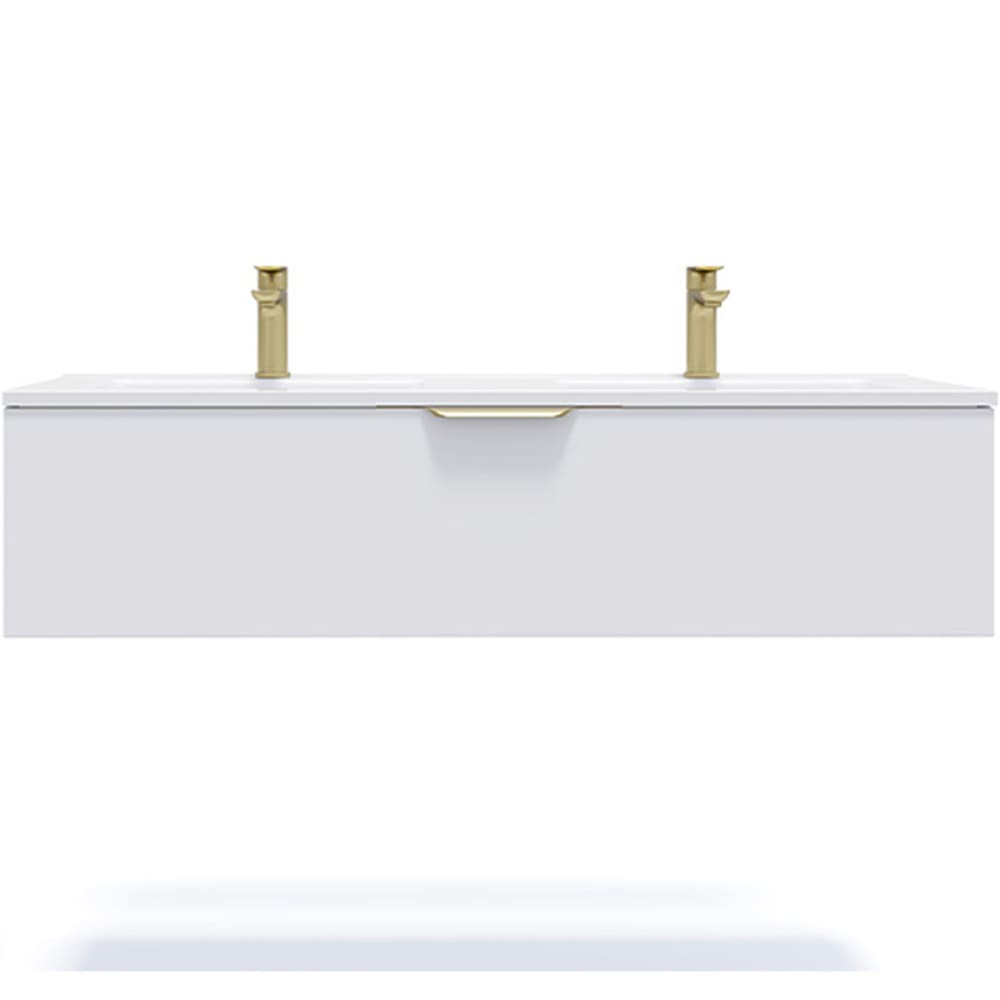 Meuble salle de bain double vasque 120cm 1 tiroir blanc