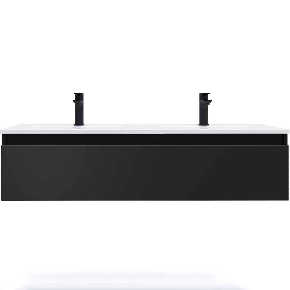 Meuble salle de bain double vasque 120cm 1 tiroir noir - Maisons du Monde