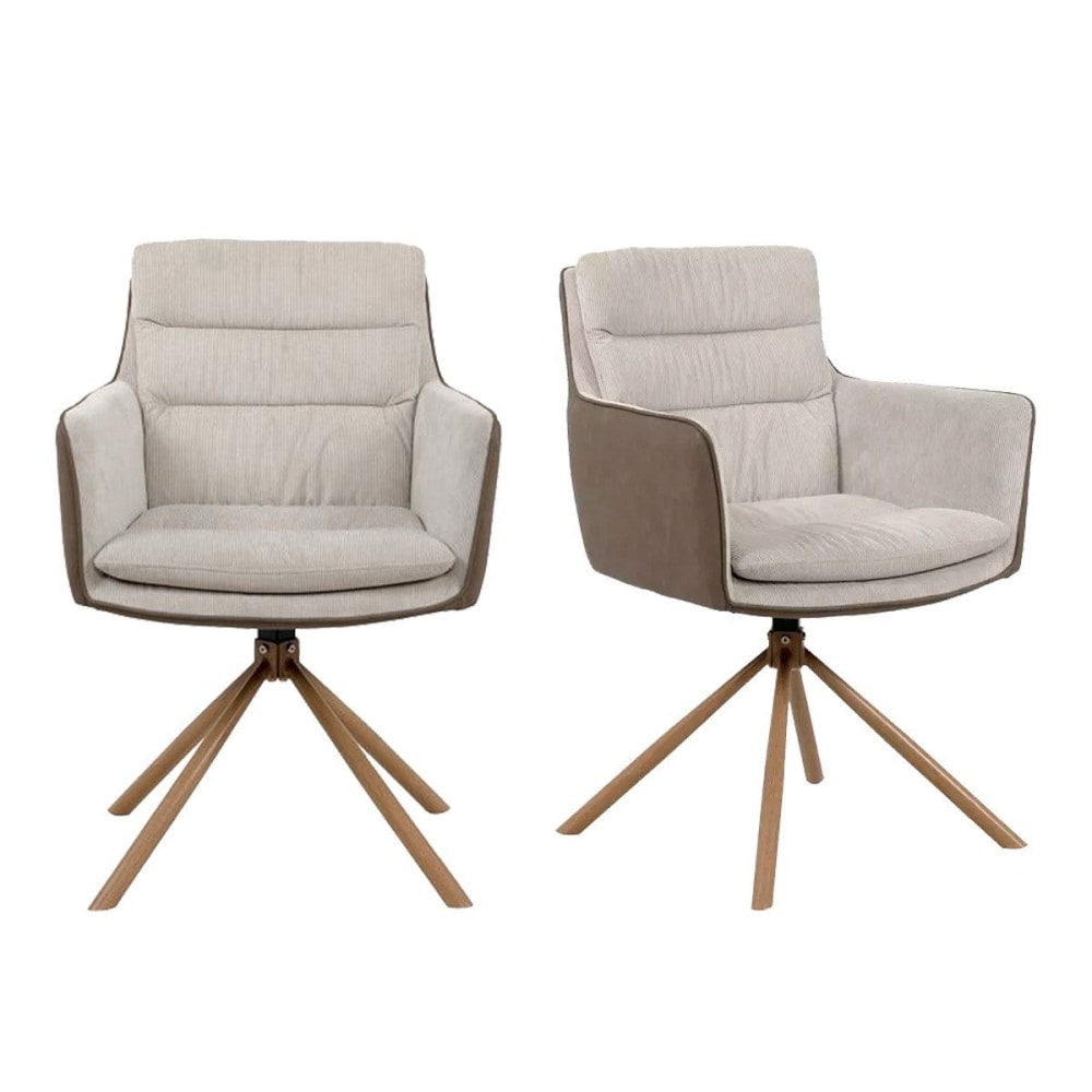 Calicosy Set aus 2 Stühlen in Beige und Holzdekor - L63 cm style modern Beige Stoff