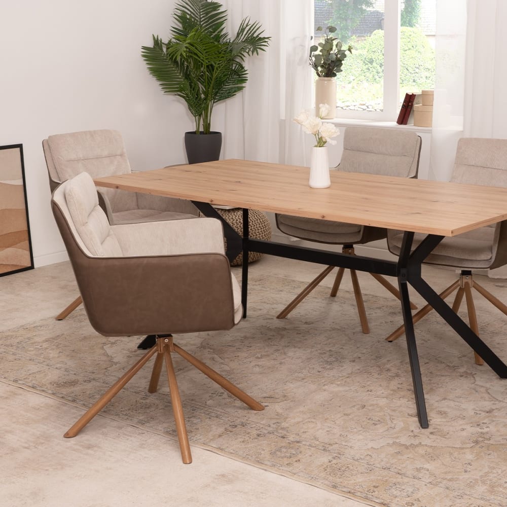 Set aus 2 Stühlen in Beige und Holzdekor - L63 cm - Maisons Du