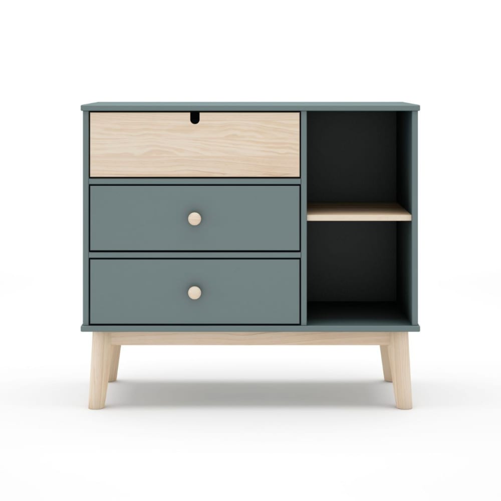 Calicosy Kommode mit 3 Schubladen und 2 Fächer L90 cm - Grün style modern GRÜN SPANPLATTE Kinder