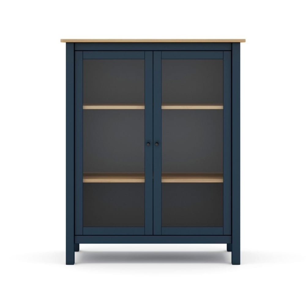 Calicosy Vitrine mit 2 Türen - L90 x H110 cm - Blau style landhaus Blau Holz