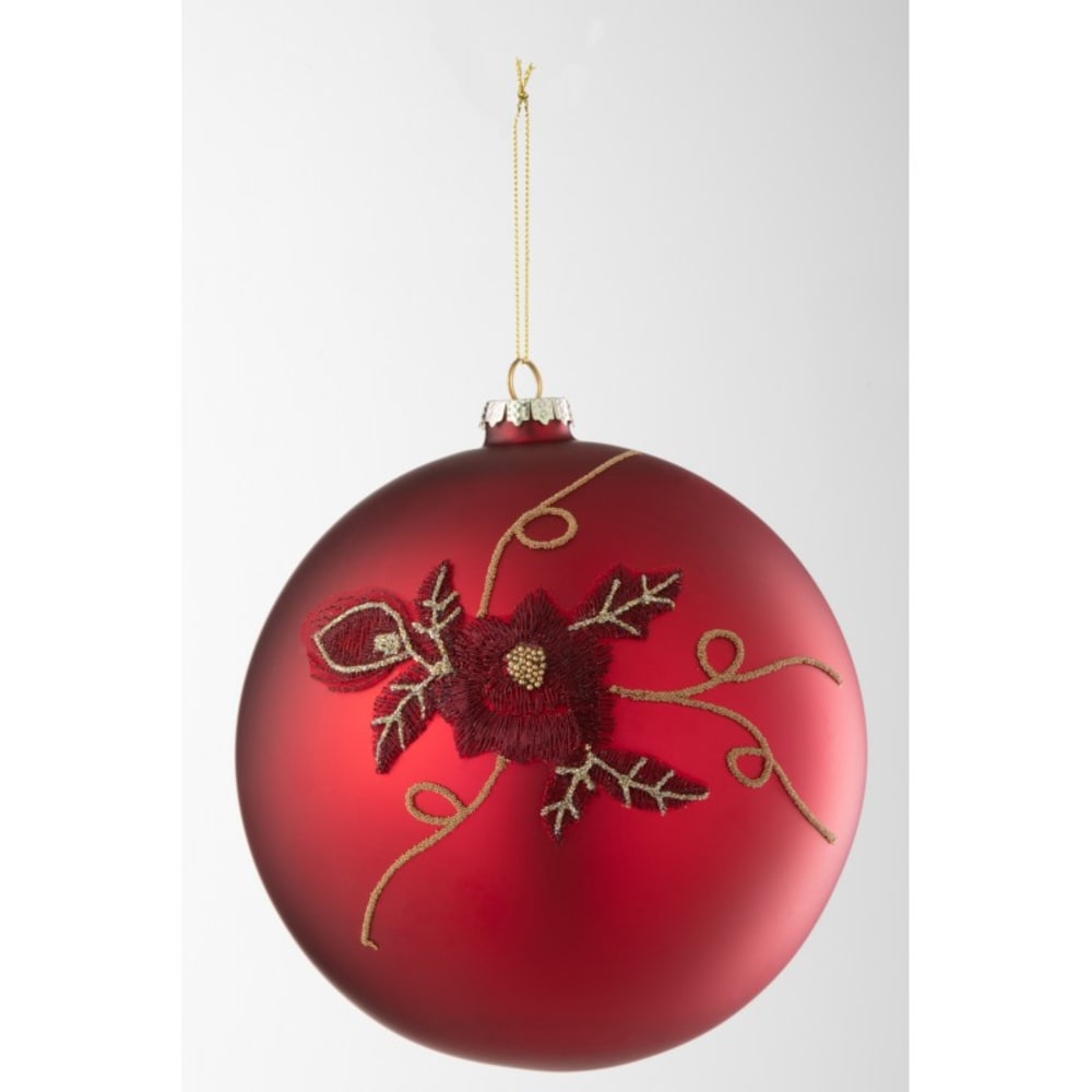 Bola de navidad de vidrio rojo de 15x15x15 cm